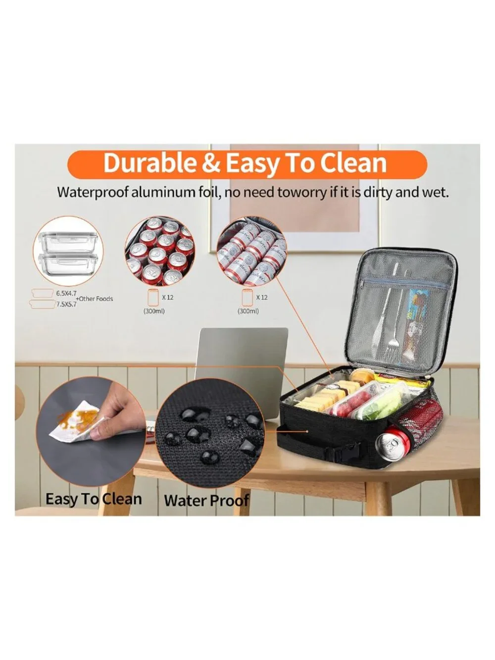 Insulated Lunch Bag Portable Lightweight Reusable Lunch Box for Men Women